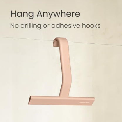 JustHang Shower Squeegee with Built-in Hook, 10-Inch Terracotta | Award-Winning Design, All-One-Piece Soft-Touch Silicone, for Glass Door, Bathroom, Window, Mirror, Tile Wall, Car - color: Terracotta