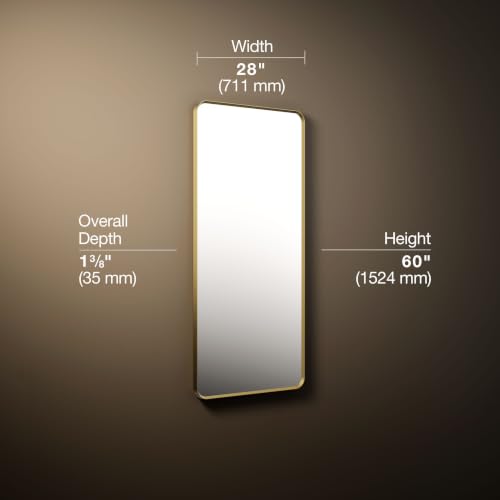 Kohler Essential 28 in. X 60 in. Rectangular Bathroom Vanity Mirror in Moderne Brushed Gold - color: Modern Brushed Gold, size: 60"L x 28"W, style: Rectangle