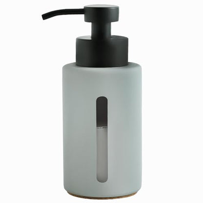 Enra Glass Dish Soap Dispenser with Window,12oz Light Gray Soap Dispenser with Stainless Steel Hand Lotion Pump,Refillable Bathroom Soap Dispenser for Bathroom Kitchen - color: Light Gray