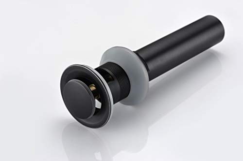 SUMERAIN Pop Up Drain Stopper with Overflow, Matte Black Finish | Solid Brass, Bathroom Sink Drain, Tool-Free Installation - size: S7306O