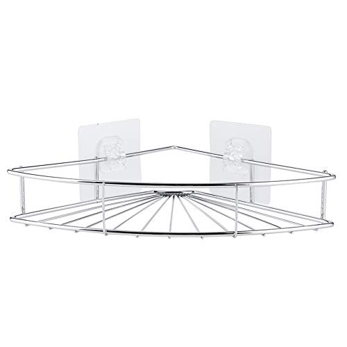 Yctze Corner Shower Shelf, Punch Free Stainless Steel Bathroom Storage Shelf, Cosmetic Organizer Rack Floating Wall with Adhesive for Kitchen Dormitory