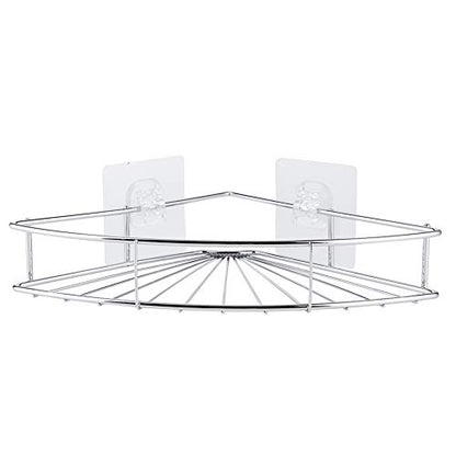 Yctze Corner Shower Shelf, Punch Free Stainless Steel Bathroom Storage Shelf, Cosmetic Organizer Rack Floating Wall with Adhesive for Kitchen Dormitory