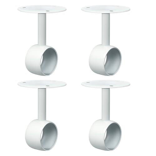 Alise Curtain Rod Holder Bracket 1-1/2''Dia,Closet Rod Holders Wall Mounted | Ceiling Mount Curtain Rod Flange Brackets,Curved Shower Curtain Rod Holder for Bathroom,Kitchen,Stainless Steel,White,4 Pcs - color: White Finish, size: 38mm/1-1/2 Inch Dia.