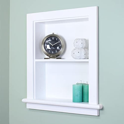 14x18 Aiden Recessed Wall Niche Medicine Cabinet Replacement, in The Wall Bathroom Cabinet Insert Shelf/Shelves, Made in North America, Real Wood, NO MDF, Plain, White - color: White, size: 14x18