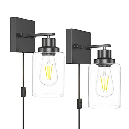 Plug in Wall Sconces, 2 Pack Wall Lamp, Rustic Plug in Wall Light Sconces, Sconces Wall Lighting, E26 Modern Wall Light Fixtures - color: Black, size: 1-Light