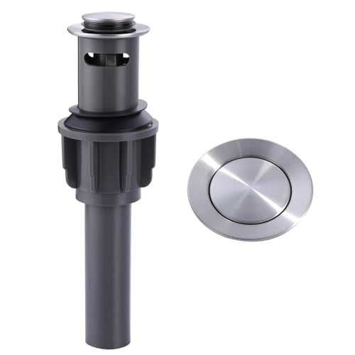Bathroom Sink Drain with Overflow Vessel Sink Stopper,Pop Up Drain for Bathroom Sink Pop Up Drain Stopper for Hair Catcher,Brushed Nickel - color: Brushed Nickel, style: With Overflow