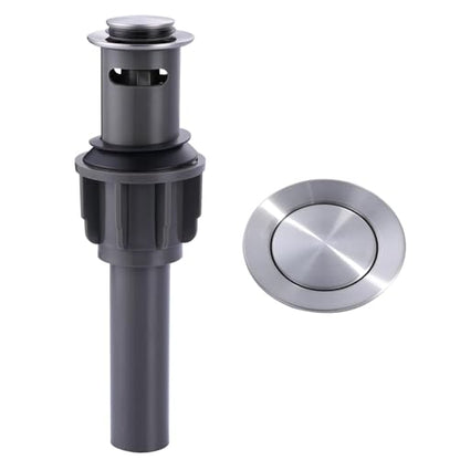 Bathroom Sink Drain with Overflow Vessel Sink Stopper,Pop Up Drain for Bathroom Sink Pop Up Drain Stopper for Hair Catcher,Brushed Nickel - color: Brushed Nickel, style: With Overflow