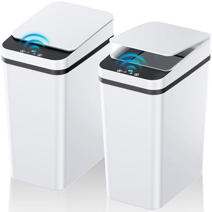 KOEYLE 2 Pack 2.2 Gallon Automatic Touchless Garbage Can, Small Motion Sensor Smart Trash Can, Slim Waterproof Trash Bin for Bedroom, Bathroom, Office, Living Room, White - color: 2 Pack 2.2 Gallon White