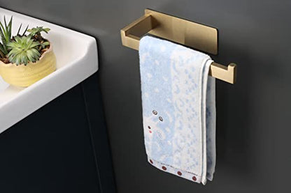 Hand Towel Holder, Strong Self Adhesive Hand Towel Ring, Thicken SUS304 Stainless Steel Hand Towel Bar/Rack, No Drilling Modern Hand Towel Hanger (Brushed Gold, 9 in) - color: Brushed Gold, size: 1 Pack 9 In