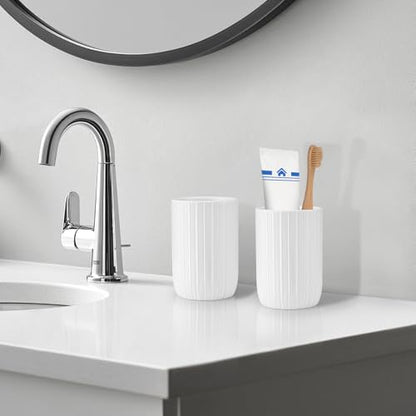 Bathroom Tumbler Cup Ceramic 12.6oz Reusable Toothbrush Cup 375ml,Toothbrush Holder for Your Bathroom (White) - color: Stripe-white, size: 1pcs