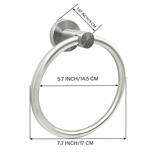 Brushed Nickel Hand Towel Ring - Simple Round Towel Hanger for Bathroom Wall Mounted, Stainless Steel SUS 304 - color: Brushed Nickel Ring