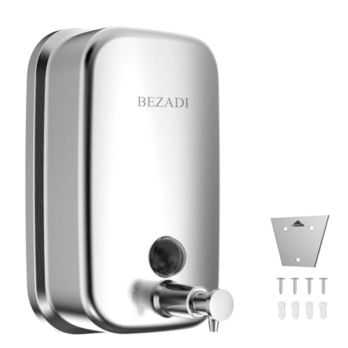 Commercial Soap Dispenser Stainless Steel Wall Mount for Bathroom and Kitchen with Premium Anti-Leak Pump and Corrosion-Proof Lining, 800ML 8182 - size: 800ml