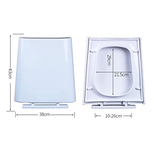 Toilet Seat Trapezoid with Quick Release Function, Toilet Seat Lid for Easy Cleaning and Installation with Dual Fixing and Adjustable Hinges - color: White