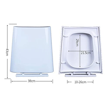 Toilet Seat Trapezoid with Quick Release Function, Toilet Seat Lid for Easy Cleaning and Installation with Dual Fixing and Adjustable Hinges - color: White