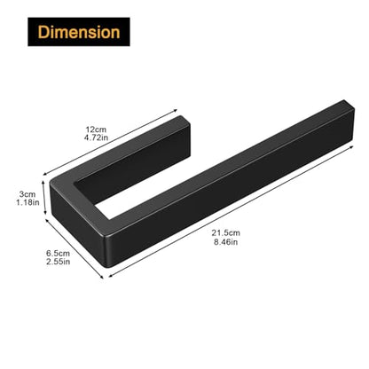 HUFEEOH Hand Towel Holder, Stainless Steel Bathroom Towel Holder Towel Bar, Matte Black Dish Towel Hanger Wall Mount Kitchen Towel Rack Heavy Duty Hand Towel Racks for Bathroom - color: Black, size: 8 Inch-Drilling