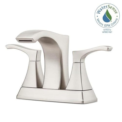 Pfister Venturi Bathroom Sink Faucet 4 in Centerset 3 Hole Double Handle Brushed Nickel Vanity Faucet with Push & Seal Drain TiteSeal Technology WaterSense Certified LF048VNGS - color: Spot Defense Brushed Nickel, size: 4 Inches