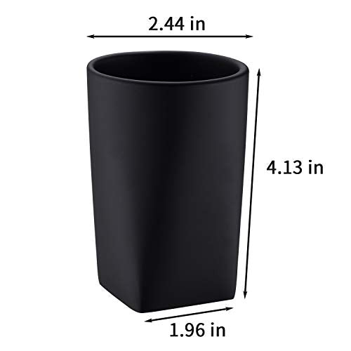 Resin Matte Black Bathroom Tumbler Cup Holder - Modern Design for Bathroom/Office, Holds Toothbrushes, Make-up Brushes