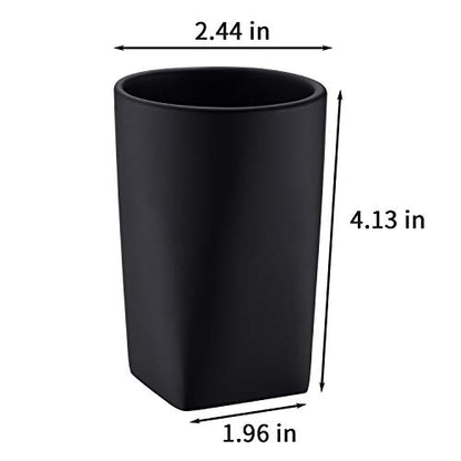 Resin Matte Black Bathroom Tumbler Cup Holder - Modern Design for Bathroom/Office, Holds Toothbrushes, Make-up Brushes