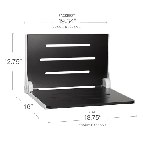 Seachrome Silhouette Folding Wall Mount Shower Bench Seat, Black Seat with White Frame - color: Matte Black Seat With White Frame