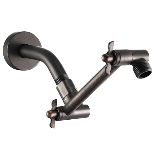 6 Inch Adjustable Shower Head Extension Arm, All-Metal Shower Arm Extender with Locking Set Screw for Rainfall, Fixed, Handheld Showerheads, G1/2 Universal Thread, Oil Rubbed Bronze - color: ORB, style: 6 Inch