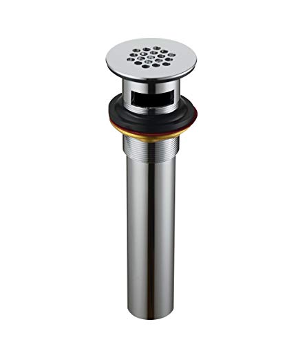 Purelux Grid Drain Strainer Assembly with Overflow for Bathroom Sink, Made of Brass Chrome Finish - color: Grid_chrome