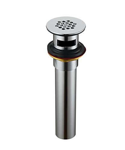 Purelux Grid Drain Strainer Assembly with Overflow for Bathroom Sink, Made of Brass Chrome Finish - color: Grid_chrome