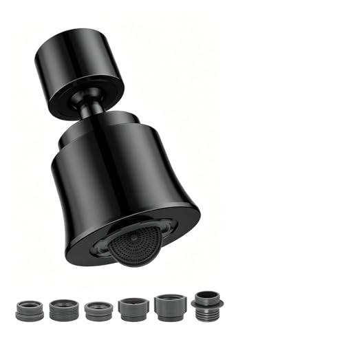 Metal Swivel Sink Faucet Aerator Extender for Kitchen Bathroom | 360° Swivel Faucet Nozzle with 55/64'' Female Thread, Dual Modes Sink Sprayer Attachment, Anti-clogging Design, Black - color: Black