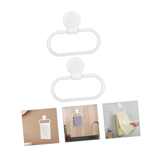 2pcs Adhesive Towel Holder Wall Mount Hand Towel Ring for Bathroom Kitchen No Drilling Needed Minimalist Design Easy Installation Versatile Washcloth Hanger