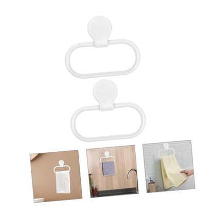 2pcs Adhesive Towel Holder Wall Mount Hand Towel Ring for Bathroom Kitchen No Drilling Needed Minimalist Design Easy Installation Versatile Washcloth Hanger
