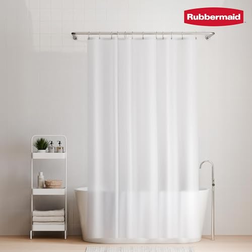 Rubbermaid Heavyweight PEVA Shower Curtain Liner, Waterproof Shower Liner with Rustproof Metal Grommets and Weighted Magnetic Hem, BPA-Free, 70 x 72 Inches, Frosty with Charcoal Grommets (Pack of 2) - color: Frosty, size: 70"W x 72"L (Pack of 2), style: W