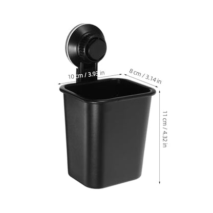 Suction Cup Toothbrush Holder Punch-Free Wall Mounted Bathroom Organizer 3.93X3.14X4.33 Inch Compact Toothbrush Rack for Shower and Home - color: Black