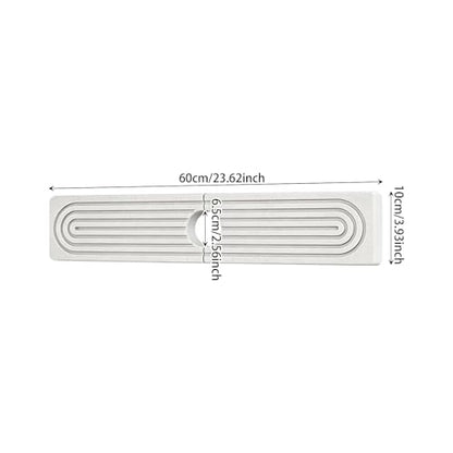 Diatomite Faucet Mat, Water Absorbent Sink Splash Guard, Quick Dry Countertop Drip Tray, Non Slip Grooved Surface, Sleek Smooth Edge, For Kitchen Bathroom Apartment RV, White Modern 60x10cm 0.9cm Thic