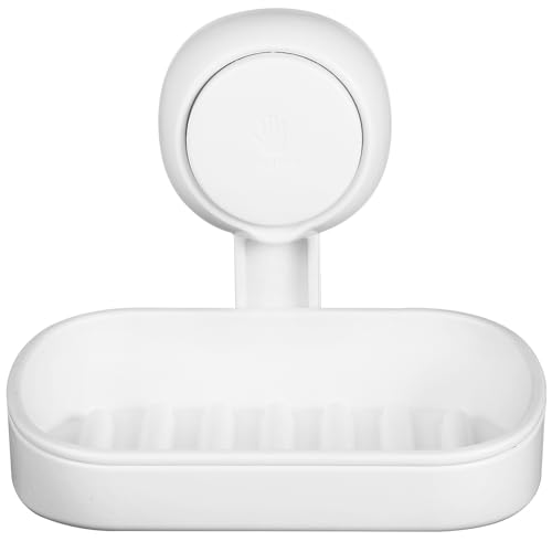 Suction Cup Soap Holder Double Layer Soap Dish Draining Tray White Vacuum Wall-Mount for Shower Bathroom