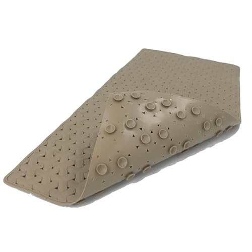 SafeLand- Non-Slip Bath, Shower, Tub Mat, TPR Material, Eco-Friendly, Non-PVC, Machine Washable, No Odor, with Powerful Suction Cups and Drain Holes, Tweed (15"x30" Tan) - color: Tan