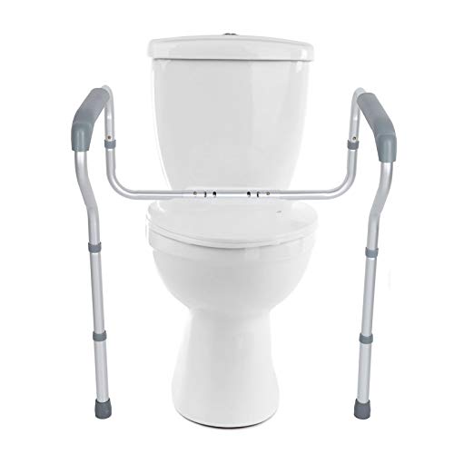 Luocute Toilet Safety Rail, Toilet Safety Frame Adjustable Height & Width Aluminum Alloy Supports 220lb with Non Slip Handles for Elderly Disabled
