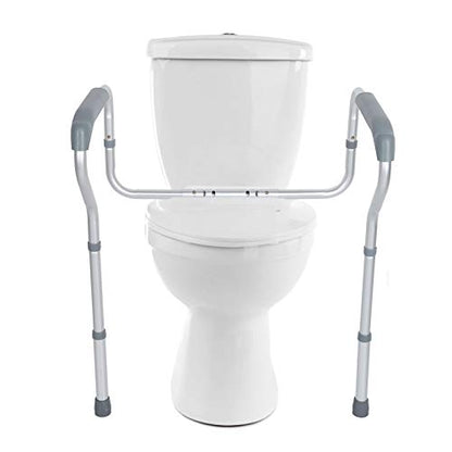 Luocute Toilet Safety Rail, Toilet Safety Frame Adjustable Height & Width Aluminum Alloy Supports 220lb with Non Slip Handles for Elderly Disabled