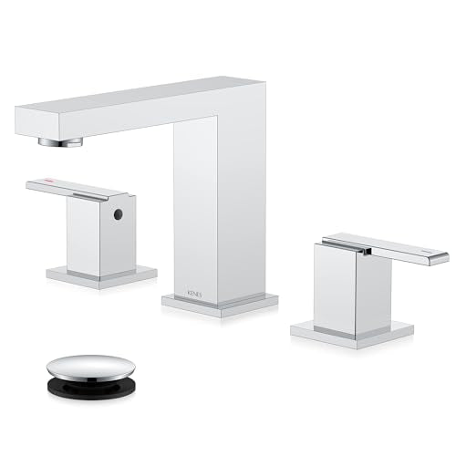 Chrome Widespread Bathroom Faucet 2 Handle Vanity Faucet 3 Hole | Bathroom Sink Faucet with Pop Up Drain & Supply Lines, Lead-Free cUPC & NSF Certified, 8 Inch Faucet for Vanity Restroom Sink - color: Chrome