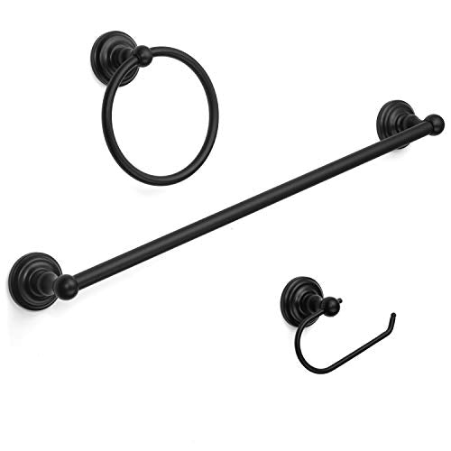 Royal Series 3 Piece Black Bathroom Hardware Set: MBA5500-3 - color: Black, style: 3 Piece Set