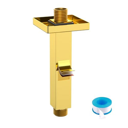 Enga Brass 6-Inch Straight Shower Arm with Flange, Bright Gold - color: Polished Gold, style: 6 Inch