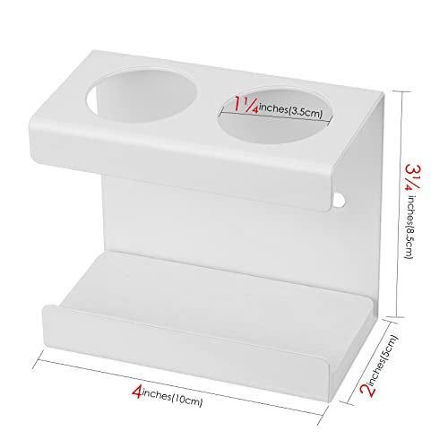 Electric Toothbrush Holder Wall Mount 2-Slot, White | Adhesive or Wall Screws Install, Stainless Steel, Fits Handles Under 1.38 in Diameter - color: White, size: 2-Slot