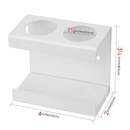 Electric Toothbrush Holder Wall Mount 2-Slot, White | Adhesive or Wall Screws Install, Stainless Steel, Fits Handles Under 1.38 in Diameter - color: White, size: 2-Slot