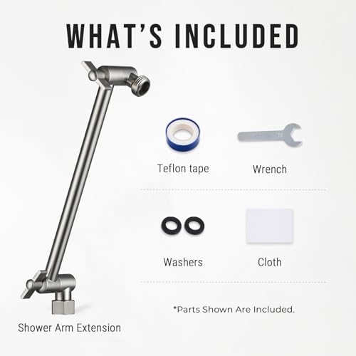 G-Promise All Metal Shower Head Extension Arm (Brushed Nickel, 9.5 INCH) | Rise or Lower Shower Head, Height & Angle Adjustable Extender, Anti-Leak, Firmly Secure Shower Head, Easy to Install - color: Brushed Nickel