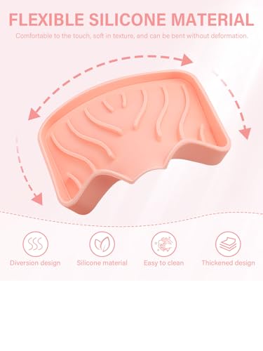 2PCS Self Draining Soap Holder,Silicone Soap Dish,Suitable for Kitchen,Bathroom,Shower,Bath Tub,Soap Container（Pink） - color: Pink