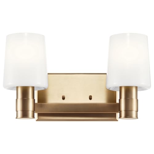 Kichler Adani 2-Light Bathroom Vanity Light, Champagne Bronze | Modern vanity light with opal glass for bathrooms and powder rooms (14.5" x 8.25"), 55175CPZ - color: Champagne Bronze, size: 14.5"