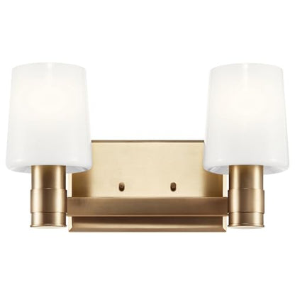 Kichler Adani 2-Light Bathroom Vanity Light, Champagne Bronze | Modern vanity light with opal glass for bathrooms and powder rooms (14.5" x 8.25"), 55175CPZ - color: Champagne Bronze, size: 14.5"