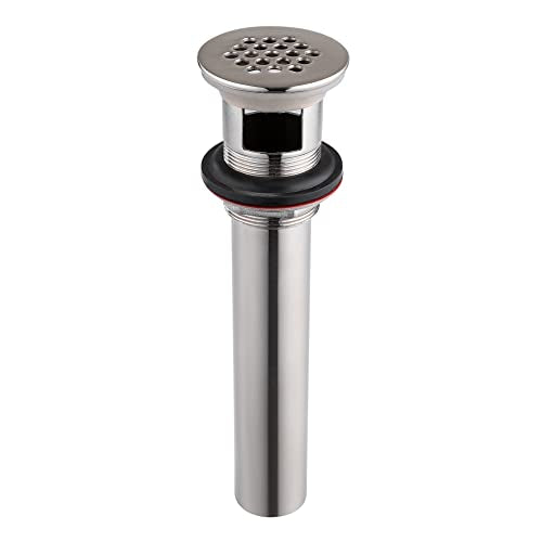 Grid Drain Strainer Assembly With Overflow for Bathroom Sink, P.O. Plug Lavatory Drain, Brushed Nickel - color: Brushed Nickel, style: With Overflow