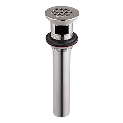 Grid Drain Strainer Assembly With Overflow for Bathroom Sink, P.O. Plug Lavatory Drain, Brushed Nickel - color: Brushed Nickel, style: With Overflow
