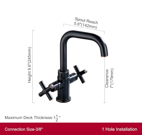 Bathroom Sink Faucet, 4 Inch Single Hole or 3 Hole Centerset Vanity Faucet, 2-Handle Handle Single Hole Bahroom Sink Faucet, Pop Up Drain Oil Rubbed Bronze Finish DF-1265CCH-ORB - color: Oil Rubbed Bronze