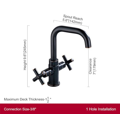Bathroom Sink Faucet, 4 Inch Single Hole or 3 Hole Centerset Vanity Faucet, 2-Handle Handle Single Hole Bahroom Sink Faucet, Pop Up Drain Oil Rubbed Bronze Finish DF-1265CCH-ORB - color: Oil Rubbed Bronze