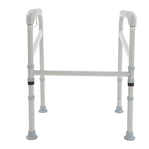 Adjustable Safety Hand Rail Bathroom Toilet Support Frame with Waterfall Armrests for Seniors Handicap Disabled Elderly